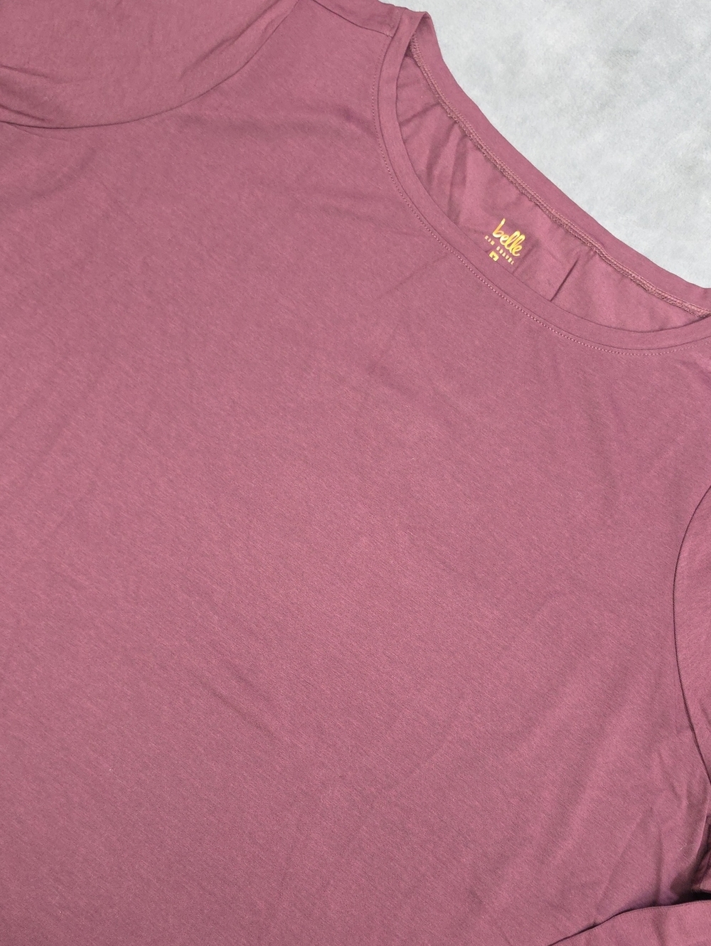 Belle by Kim 3X Gravel Burgandy Long Sleeve Crewneck Tee